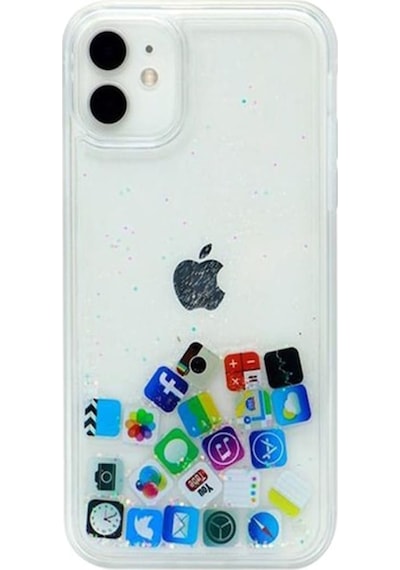 Teknomoda Apple iPhone 11 Kilif Simli Sulu Uyumlu iOS Menü Ikon Silikon 537097933