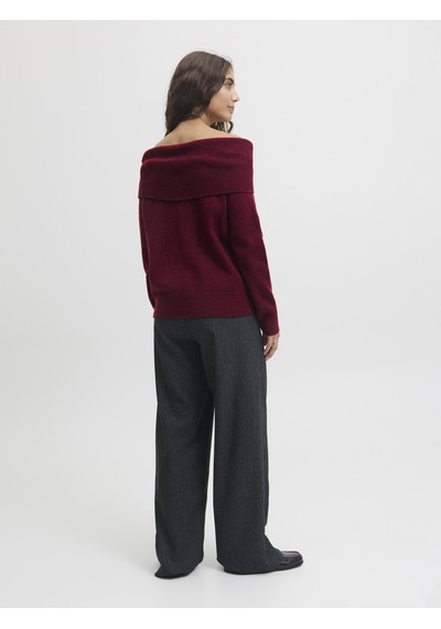 Jack & Jones Kadin Madonna Yaka Yün Karisimli Kazak - Minka - 12264129 Kahverengi