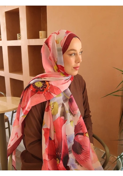 Moda Kaşmir Livora Desen Pamuk Şal Bordo