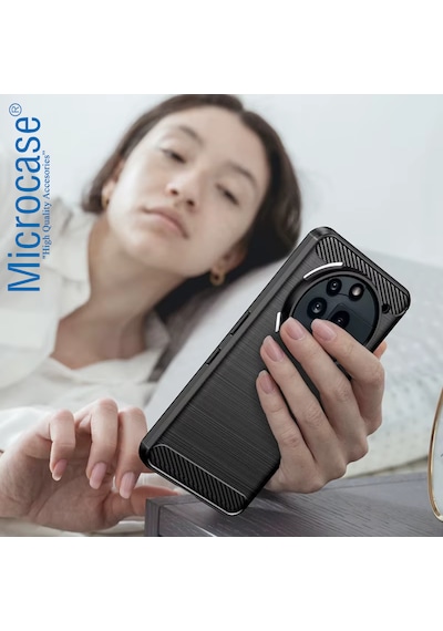 Microcase Nothing Phone 3a Pro İle Uyumlu Brushed Carbon Fiber Silikon Kılıf - Siyah Al3332
