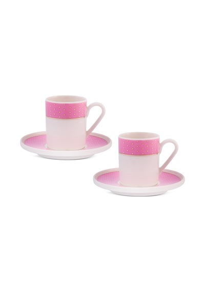 Aryıldız Nila 4 Parça 2 Kişilik Kahve Fincan Takımı Pembe 90 Ml Çok Renkli