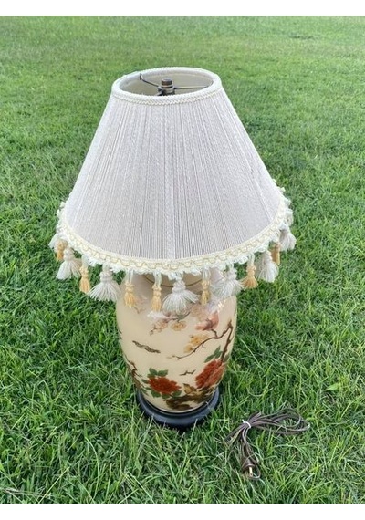 Gül Motifli Antika Porselen Abajur 70 CM