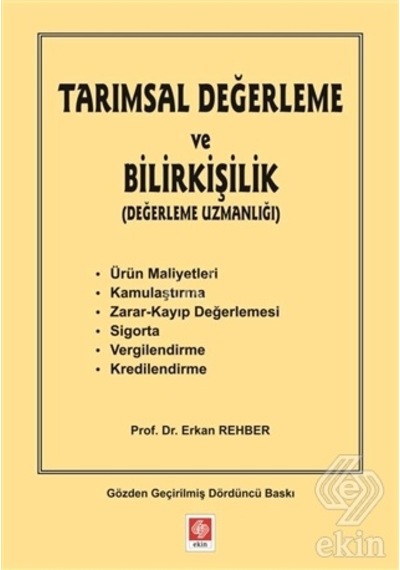 Tarımsal Değerleme ve Bilirkişilik - Ekin Basım Yayın