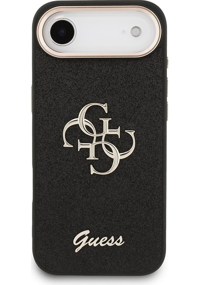 Apple Uyumlu iPhone 17 Air Kılıf Guess Lisanslı 4g Büyük Metal Kamera Çerçeveli Ve Logolu Glitter Kapak Siyah