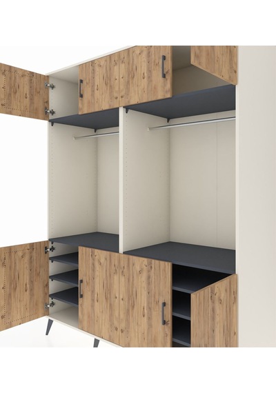 Kronos Gardrop 10 Raflı 8 Kapaklı 2 Askılı 176x59x221 Aytaşı-çam/antrasit Çam/antrasit Kronos Gardrop 10 Raflı 8 Kapaklı 2 Askılı 176x59x221 Aytaşı-çam/antrasit Çam/antrasit
