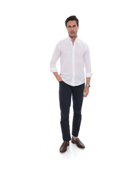 Slim Fit Uzun Kol Yaka Düğmeli Nefes Alan Keten Hediye Kutulu Erkek Gömlek Fs-004548 - Beyaz-3244 Slim Fit Uzun Kol Yaka Düğmeli Nefes Alan Keten Hediye Kutulu Erkek Gömlek Fs-004548 - Beyaz-3244