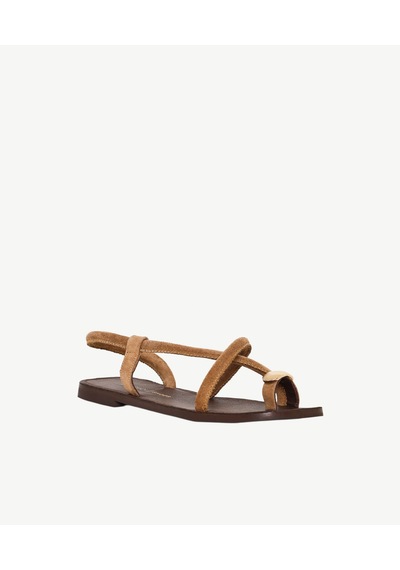 Yargıcı İnce Bantlı Tek Parmak Süet Sandalet 26ykay4002x 057 Taba