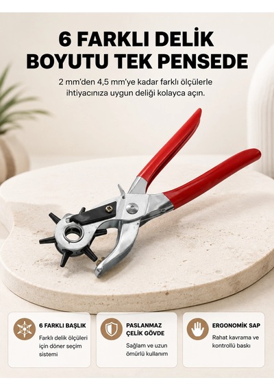 Mey İthalat Delme Pensesi 6 Başlıklı Çok Amaçlı Paslanmaz Çelik Ergonomik -