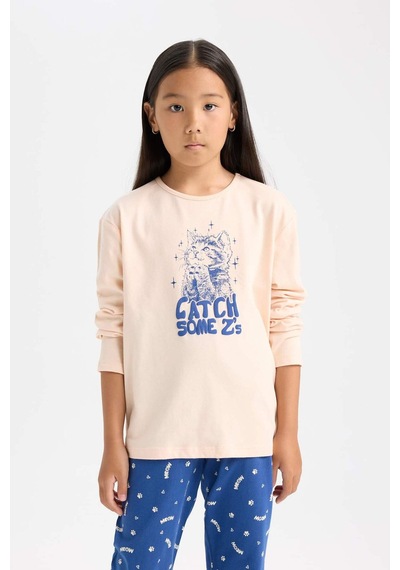 DeFacto Kız Çocuk Pijama Takımı Baskılı Uzun Kollu Üst Beli Lastikli Uzun Alt D7743A824WNPN434 Pembe DeFacto Kız Çocuk Pijama Takımı Baskılı Uzun Kollu Üst Beli Lastikli Uzun Alt D7743A824WNPN434 Pembe