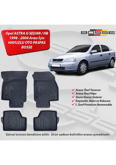 Opel Astra G Paspas Araca Özel 1998 2004 BOSSE 3D Havuzlu Oto Paspas Paspas