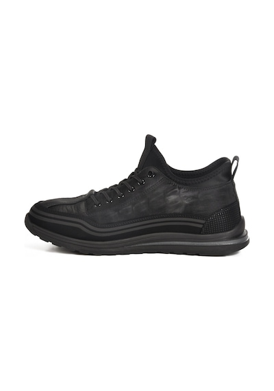Siyah Lastik Bağcıklı Erkek Sneaker 25k582 M Siyah