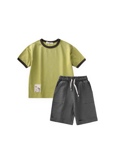 Cigit Kaprili T-shirt Takım 2-10 Yaş Lime Yeşil