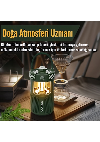 Nowgo F1 20w Bluetoooth Hoparlör Taşınabilir Powerbank Kamp Feneri Bej