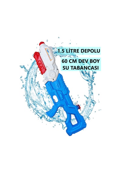1500 Ml. Jumbo Dev Boy Pompalı Kaliteli Sızdırmaz Su Tabancası 1,5 Litre Depolu 60 Cm.
