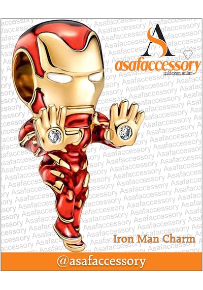 İron Man Charm / Gümüş Kaplamadır Kırmızı