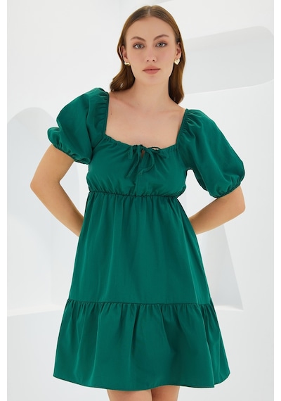 Bigdart 2351 Kloş Poplin Elbise - Y.zümrüt 2351bgd19-748-14892 001