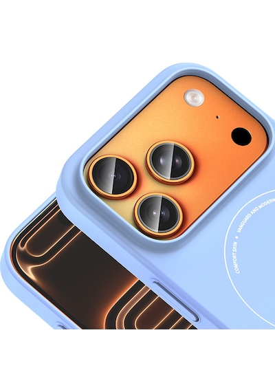 Maks Technology iPhone Uyumlu 17 Pro Kılıf M-safe Şarj Özellikli Kamera Korumalı Mkst Elio Sert Pc Kapak - Açık Mavi