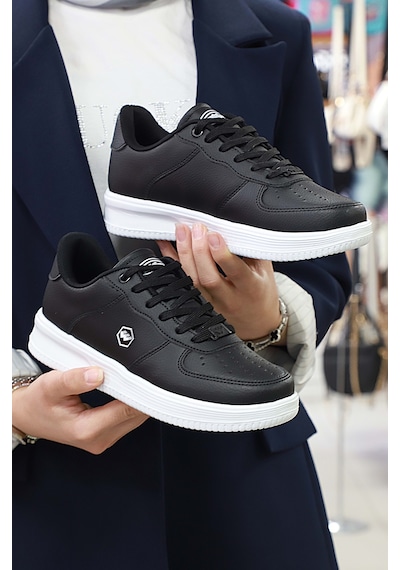 2228-wickers Air Force Modeli Anatomik Tabanlı Üst Kalite Unisex Sneakers Ayakkabı Siyah - Beyaz