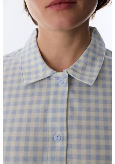 Penti Mavi Cozy Club Gingham Pamuklu Gömlek Pantolon Pijama Takımı