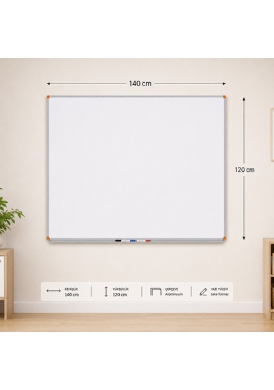 Emaye Yüzey Beyaz Yazı Tahtası 120x140cm