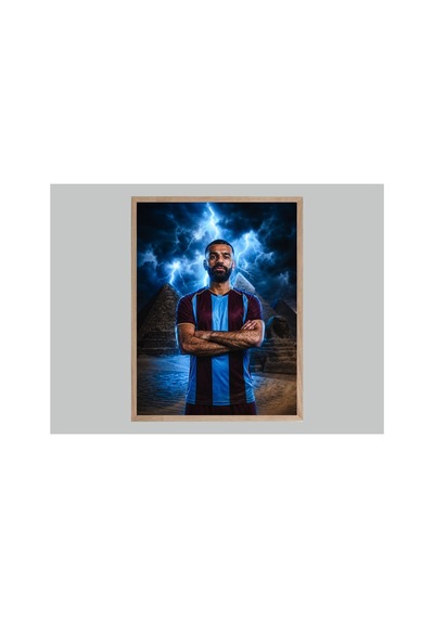 Poster Bordo Mavi Mohamed Salah Ahşap Çerçeveli Tablo Çok Renkli - 907818726 Çok Renkli