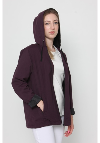 CottonCool Kadın File Astarlı Yağmurluk Rüzgarlık Mürdüm