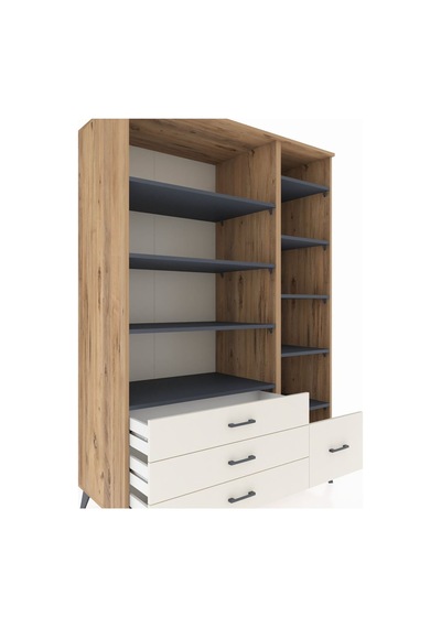 Kronos Dolap 9 Raflı 4 Çekmeceli 132x59x195 Çam-antrasit/aytaşı Antrasıt/aytası Kronos Dolap 9 Raflı 4 Çekmeceli 132x59x195 Çam-antrasit/aytaşı Antrasıt/aytası