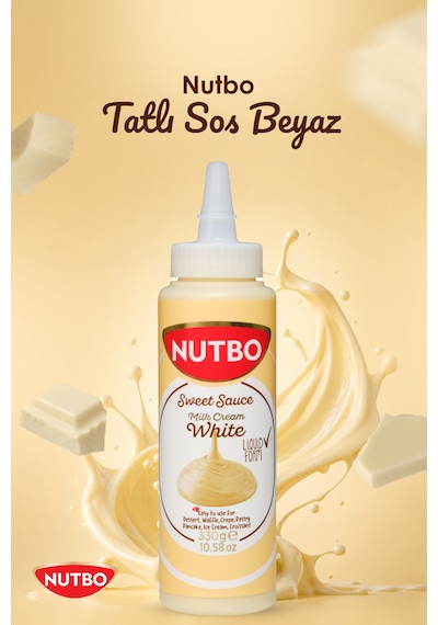 Nutbo Tatlı Sos Beyaz- Waffle& Krep& Pankek& Churros& San Sebastian& Kruvasan& Dondurma Sos 330 Gr
