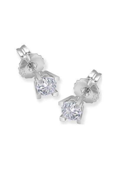 Madam & Matmazel Swarovski Tek Taşlı Pırlanta Model Kadın Gümüş Küpe