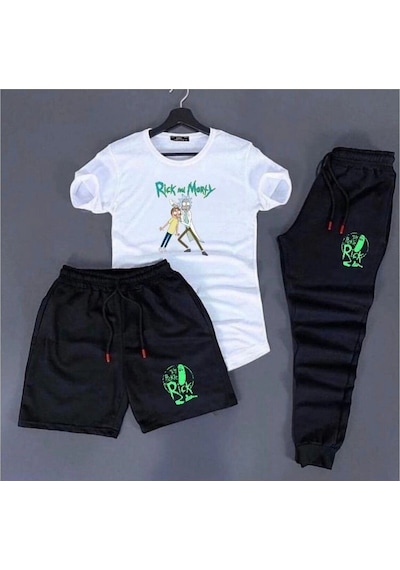 Adrift Rick Ayakta Baskı Unisex 3'lü Kombin Siyah