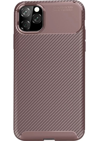 Newface Apple İphone 11 Pro Kılıf Auto Focus Karbon Kapak - Kahverengi