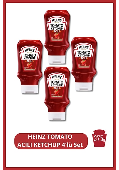 Acılı Domates Ketçap Tomato Ketchup 375 G 4'lü Set