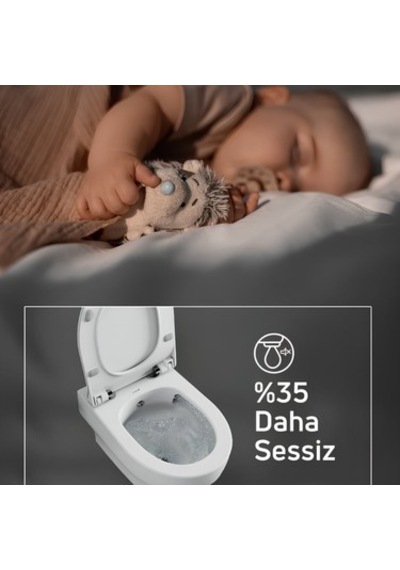 Creavit Ness Vortex Beyaz Asma Klozet Ns323, Creavit Ness Duroplast Yavaş Kapak Açık Bej