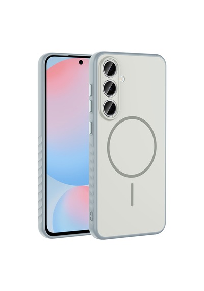 Samsung Uyumlu S25 Fe Kılıf Kamera Lens Korumalı Magsafe Destekli Silikon Erd Gümüş