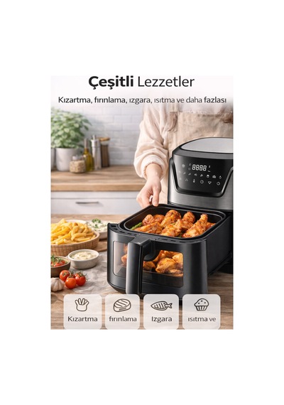 Hiking HAF-502 6 LT Digital Air Fryer Yağsız Fritöz