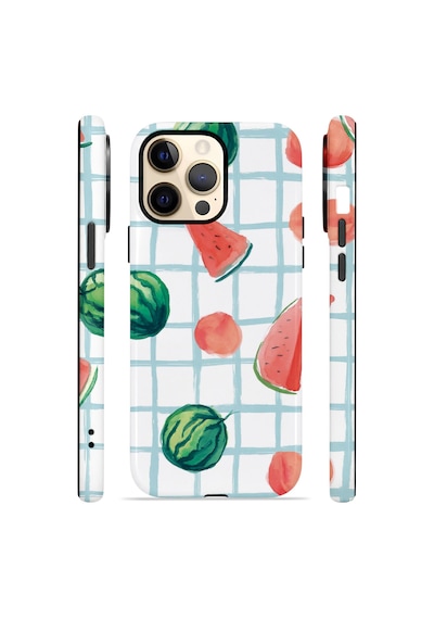 Apple iPhone Uyumlu 12 Pro Max Vorian Çift Katmanlı Kılıf Watermelon Grid