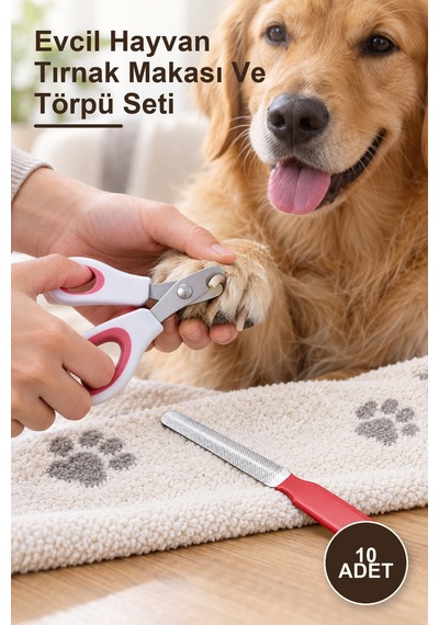 10 Adet Evcil Hayvan Tırnak Makası Ve Törpü Seti