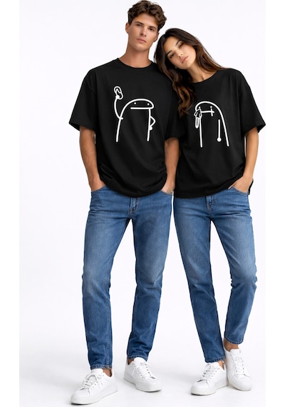 Nevermind Komik Terlik Fırlatan Çöp Adam Çift Tişörtü Oversize Unisex Sevgili Kombini Baskılı Beyaz Siyah Siyah Nevermind Komik Terlik Fırlatan Çöp Adam Çift Tişörtü Oversize Unisex Sevgili Kombini Baskılı Beyaz Siyah Siyah