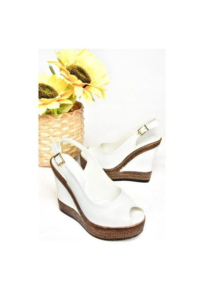 Fox Shoes Beyaz Kadın Dolgu Topuklu Ayakkabı 9674070803 Beyaz