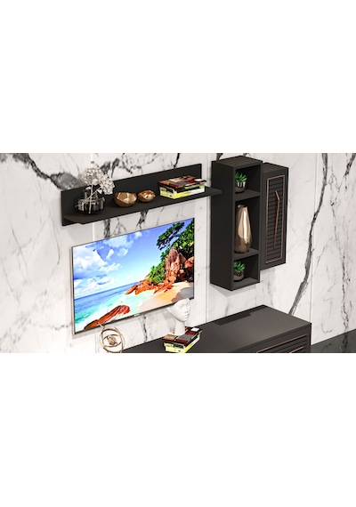 Tocco-platin Modern Kitaplıklı Tv Ünitesi