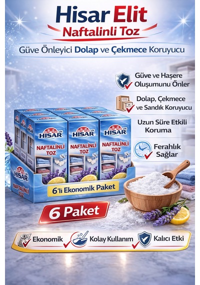 Hisar Elit Naftalinli Toz Güve Önleyici Dolap Ve Çekmece Koruyucu 6 Adet