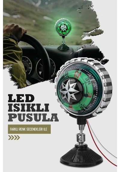 Carub Işıklı Pusula Vantuzlu Büyük Boy Ayarlı Nostalji 1 Adet 00 Şüscaroto Aksesuar