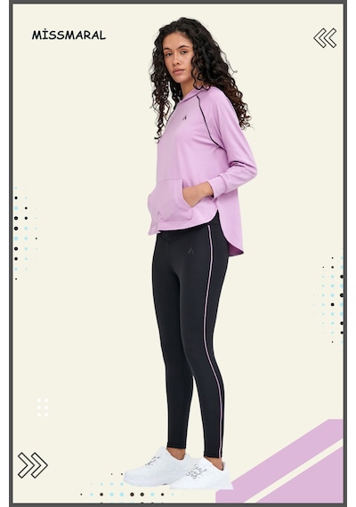 Kadın Taytlı Takım Spor Tunik & Tayt Dalgıç Kumaş Sports And Casual Lila Tracksuit 3060 Lila / Siyah