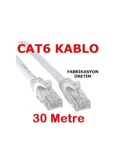 Cat6 Kablo Ethernet Adsl Lan Patch Kablo Fabrikasyon Uç 30 Metre