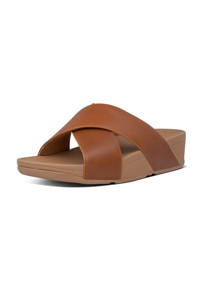 592 Light Tan Terlik Kadın Diğer K04-001/592 Fitflop Lulu Leather Cross Acı Kahverengi