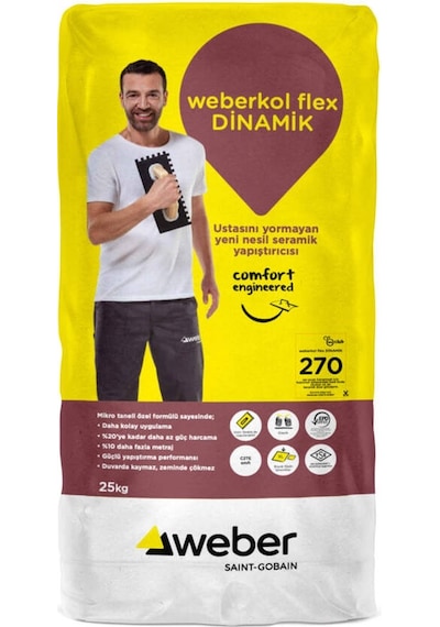 Weber Kol Flex Dinamik Gri 25 Kg Seramik Yapıştırıcı C2 Te