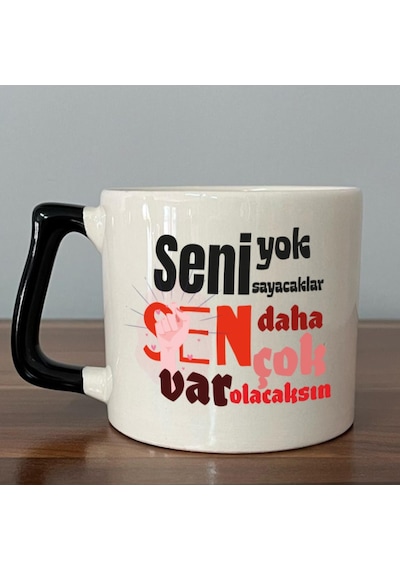 Seni Yok Sayacaklar Baskılı Kadınlar Günü Siyah Kulplu D Kupa