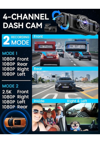 Iıwey N5 Araç Kamerası 4 Kanallı 360 Araba İçin Kamera - 1080p Ön, Arka, İç, Yanlar - Gece Görüşü, G-sensörü, Park Modu, 5g Wifi Ve Uygulama, Dahil. 128gb Sd Kart Iıwey N5 Araç Kamerası 4 Kanallı 360 Araba İçin Kamera - 1080p Ön, Arka, İç, Yanlar - Gece Görüşü, G-sensörü, Park Modu, 5g Wifi Ve Uygulama, Dahil. 128gb Sd Kart