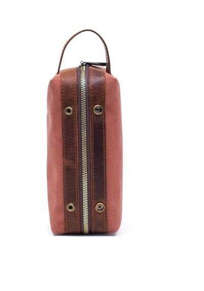 Gillario Design 06 Unisex Kanvas Kumaş+deri Kiremit-taba Eskitme Dopp Kit