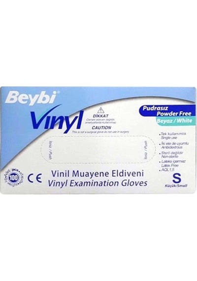 Beybi Vınyl Vinil Pudrasız Eldiven Small 100 Lü